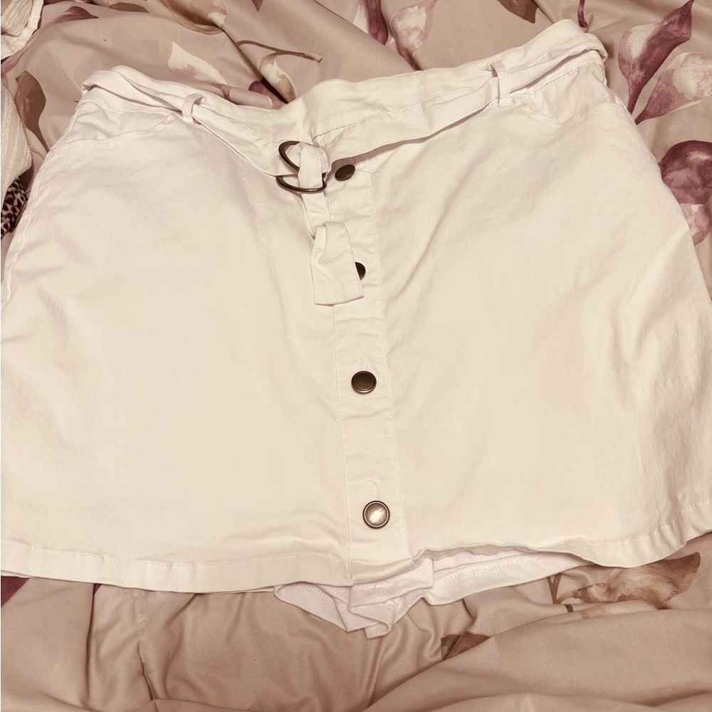 White Button-Up Mini Skirt